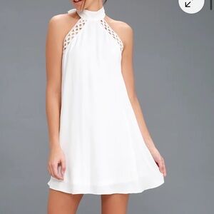 NWOT Any Sway, Shape, or Form White Lace Halter Dress worn once
